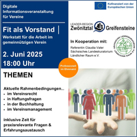 Flyer mit Informationen zur Digitalen Informationsveranstaltung für Vereine am 2.Juni 2025